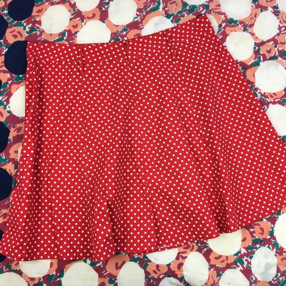 plus size red skirt with white polka dots